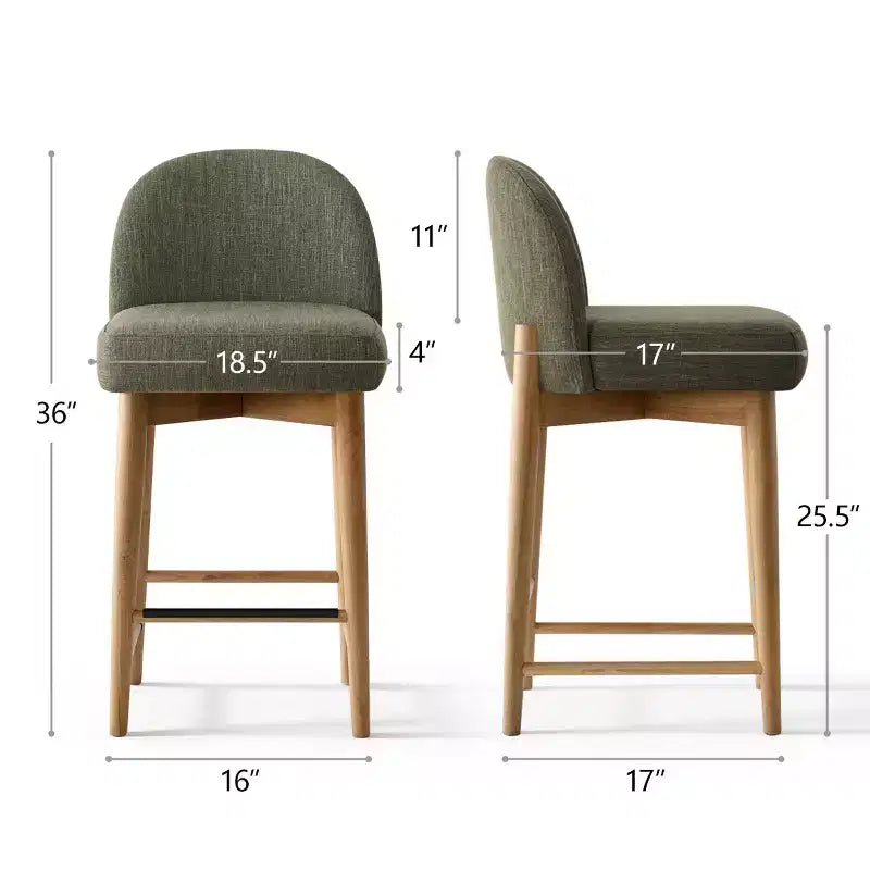 Set of 4 Modern Linen Upholstered Counter Height Bar Stools, 25.5 Kitchen Island Chairs withSolid Wood Legs for Dining or Kitchen-Panipeachy