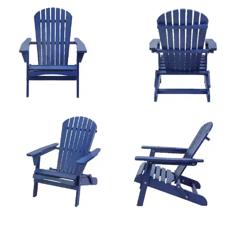 Folding Large Size Adirondack Chair Pine Wood with Ottoman and End Table