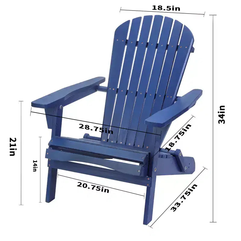Folding Large Size Adirondack Chair Pine Wood with Ottoman and End Table