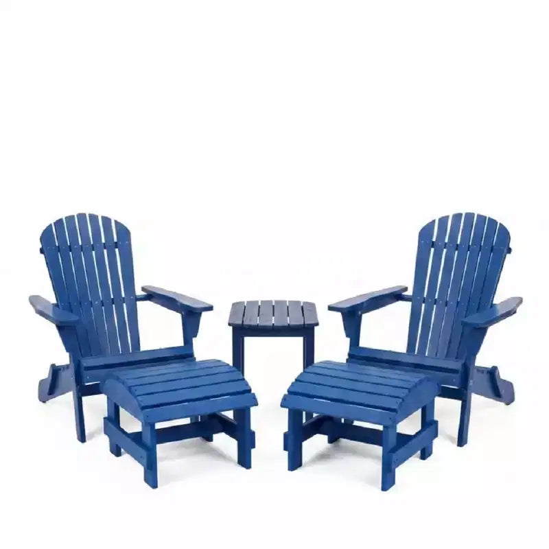Folding Large Size Adirondack Chair Pine Wood with Ottoman and End Table