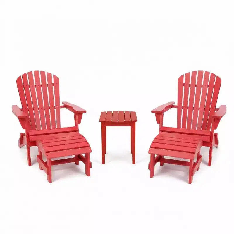 Folding Large Size Adirondack Chair Pine Wood with Ottoman and End Table
