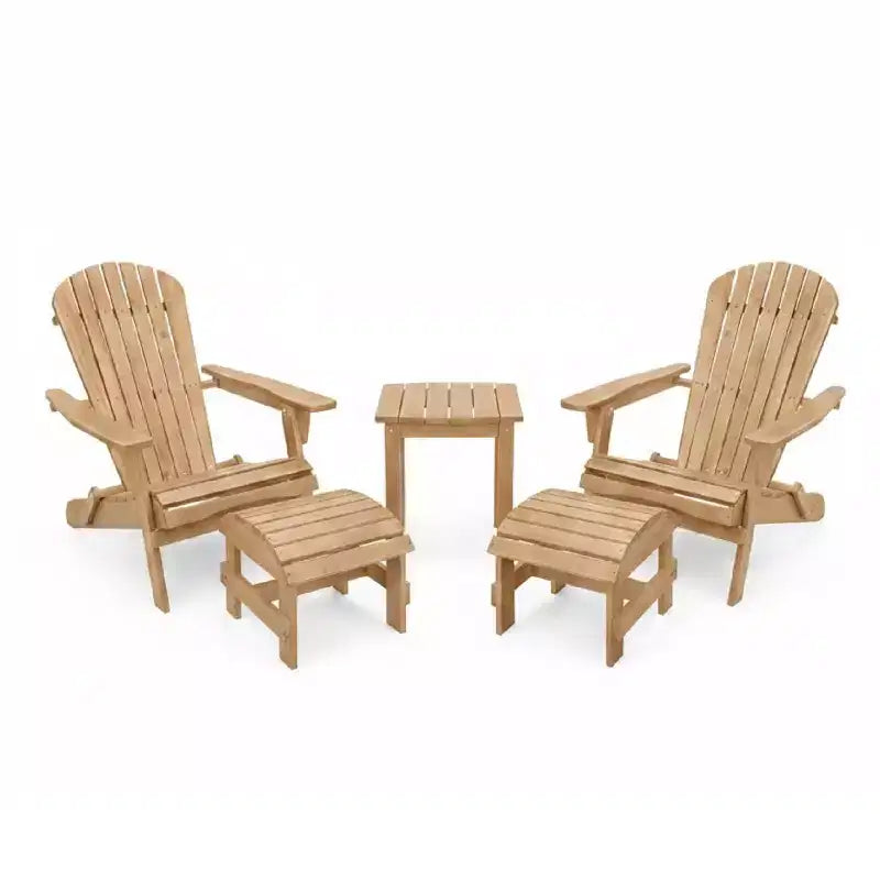 Folding Large Size Adirondack Chair Pine Wood with Ottoman and End Table
