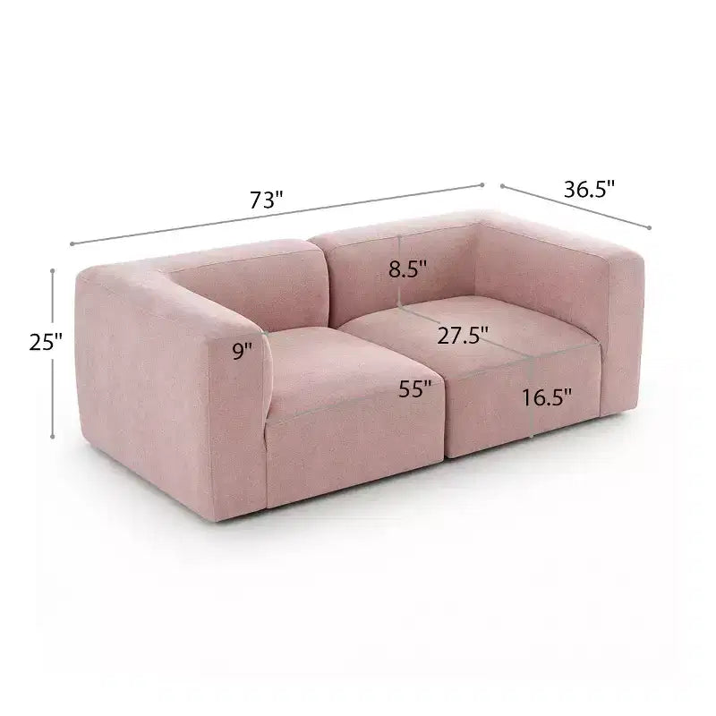 Modern 2-Seater Sectional Loveseat Sofa, Boucl Cloud Sofa with Deep Seats, Compact Sofa Couch for Small Living Spaces-Panipeachy