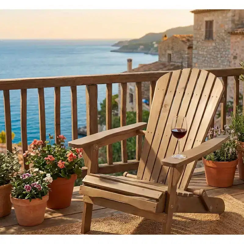 Grand Collection Folding Large Size Adirondack Chair Pine Wood, Dark Brown