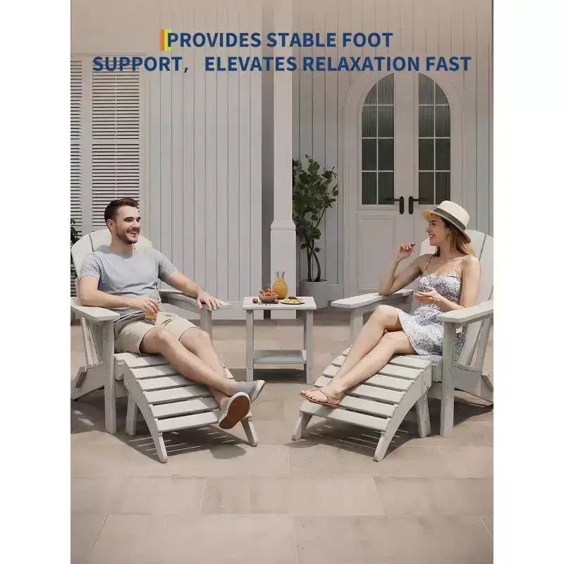 Folding Adirondack Ottoman, HDPE All Weather Outdoor Footstool, Adirondack Footrest for Porch, Backyard, Lawn, Only Foot Rest