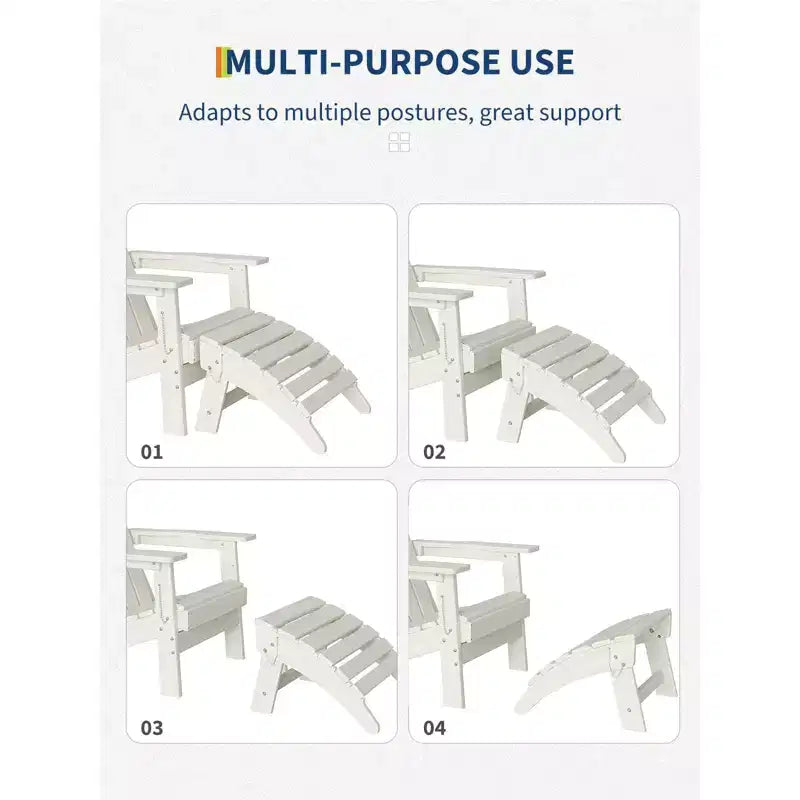 Folding Adirondack Ottoman, HDPE All Weather Outdoor Footstool, Adirondack Footrest for Porch, Backyard, Lawn, Only Foot Rest