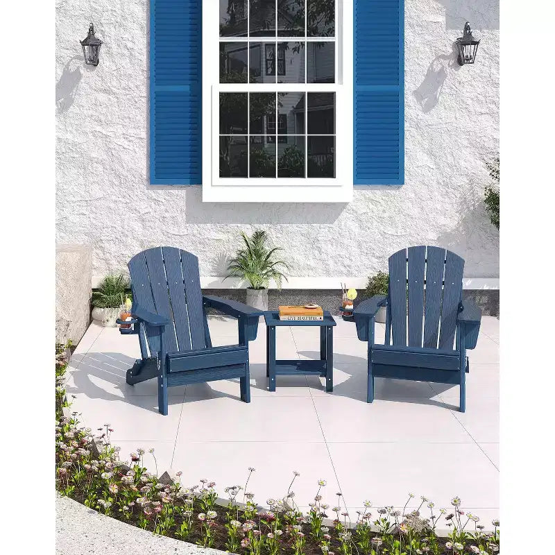 2 Pack Folding Adirondack Patio Chair,Durable HDPE,Wood Texture,All-Weather,380 lbs Capacity-Comfortable Outdoor Seat for Deck,Pool,Fire Pit,Backyard