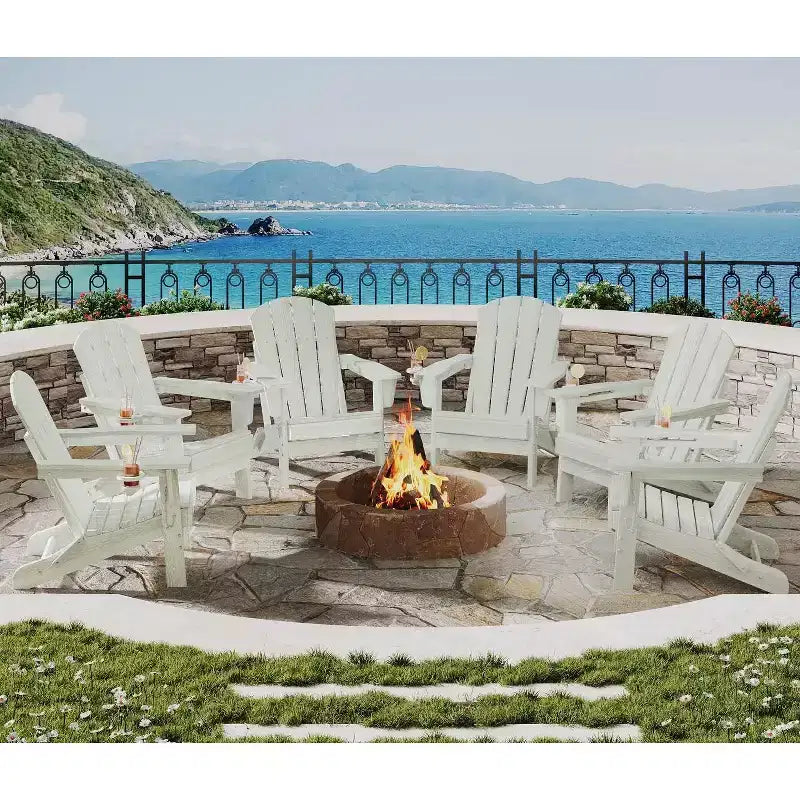 2 Pack Folding Adirondack Patio Chair,Durable HDPE,Wood Texture,All-Weather,380 lbs Capacity-Comfortable Outdoor Seat for Deck,Pool,Fire Pit,Backyard