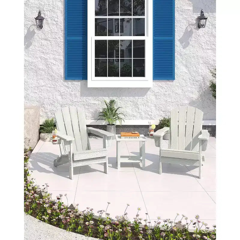 2 Pack Folding Adirondack Patio Chair,Durable HDPE,Wood Texture,All-Weather,380 lbs Capacity-Comfortable Outdoor Seat for Deck,Pool,Fire Pit,Backyard