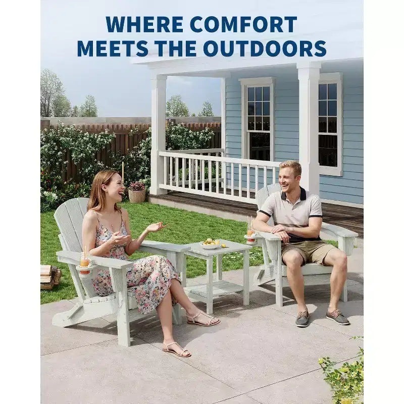 2 Pack Folding Adirondack Patio Chair,Durable HDPE,Wood Texture,All-Weather,380 lbs Capacity-Comfortable Outdoor Seat for Deck,Pool,Fire Pit,Backyard