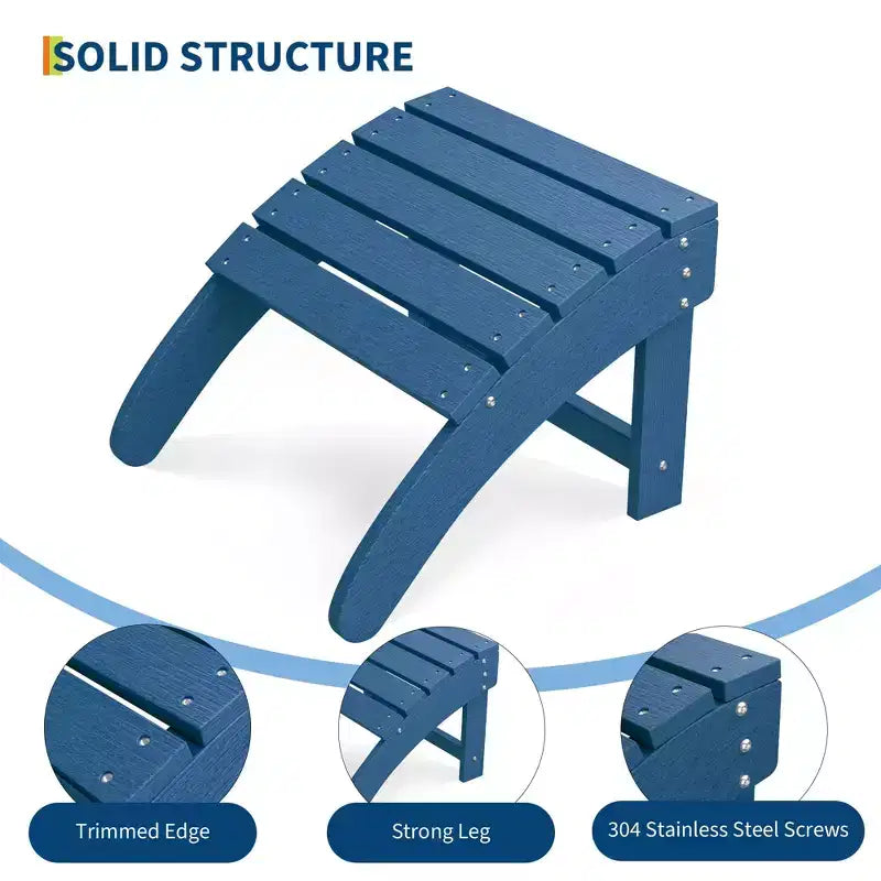 2 pcs HDPE Adirondack Ottoman Foot Rest, Weather Resistant Outdoor Footstool  Easy Care, for Patio, Porch, Lawn, Poolside, Backyard