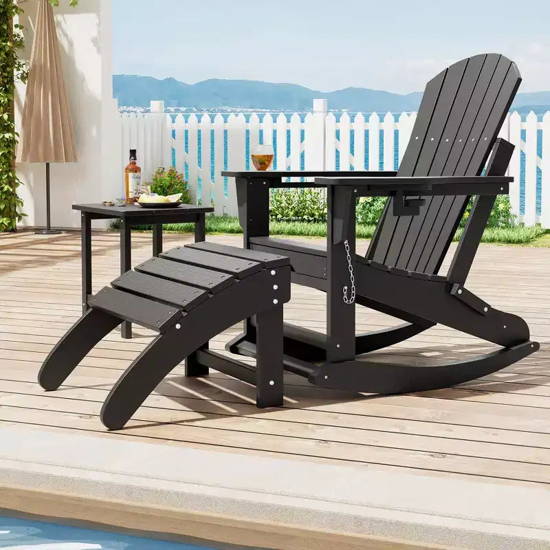 2 pcs HDPE Adirondack Ottoman Foot Rest, Weather Resistant Outdoor Footstool  Easy Care, for Patio, Porch, Lawn, Poolside, Backyard