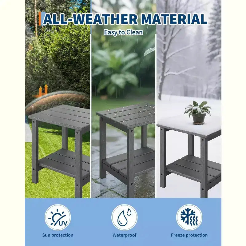 Folding Adirondack Chairs Set of 4 with 2 Side Tables, Modern Outdoor HDPE Chairs for Patio, Deck Balcony Backyard Lawn