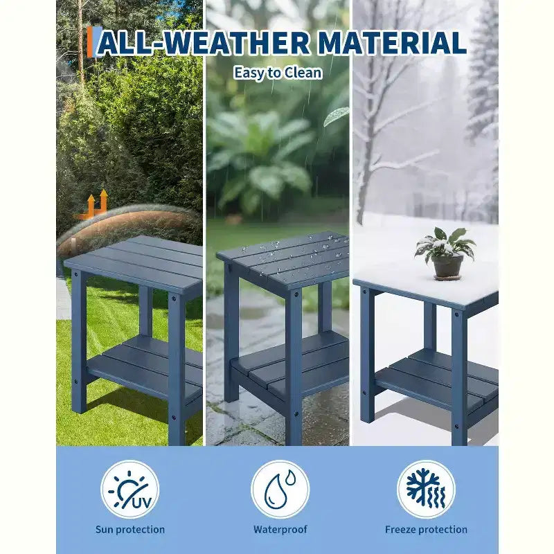 Folding Adirondack Chairs Set of 4 with 2 Side Tables, Modern Outdoor HDPE Chairs for Patio, Deck Balcony Backyard Lawn