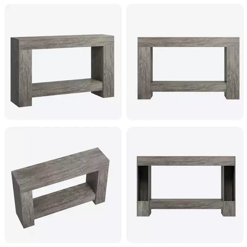 2-Tier Farmhouse Entryway Table, Long Sofa Accent Console Table, Behind Couch Table with Open Storage for Home Entrance, Living Room & Hallway