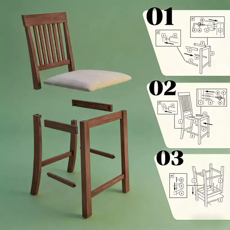 Counter Height Bar Stools Set of 2- High Back Kitchen Dining Chairs