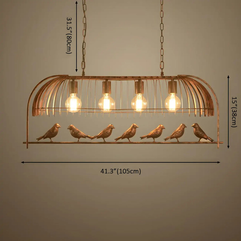 Industrial Metal Birdcage Island Pendant Light for Kitchen