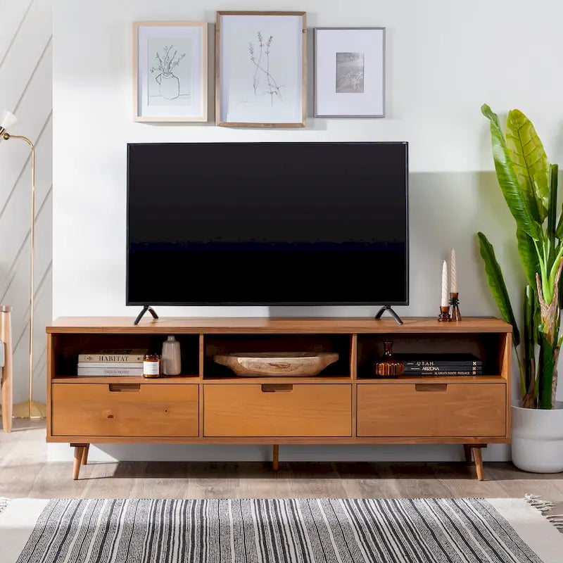 Meuble TV en bois massif Middlebrook Alby 70 po de style Mid-Century