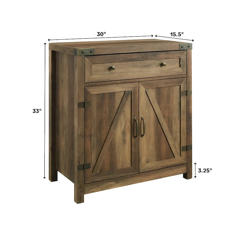 Meuble d'appoint Middlebrook 30 pouces, style porte de grange rustique