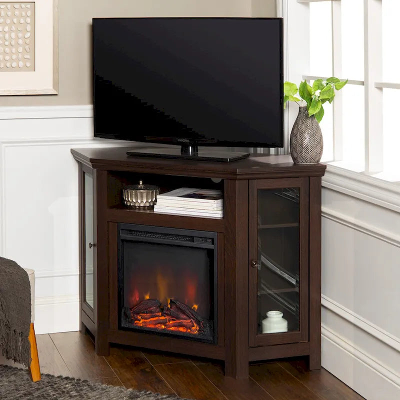 Meuble TV d'angle de 48 pouces avec cheminée Middlebrook