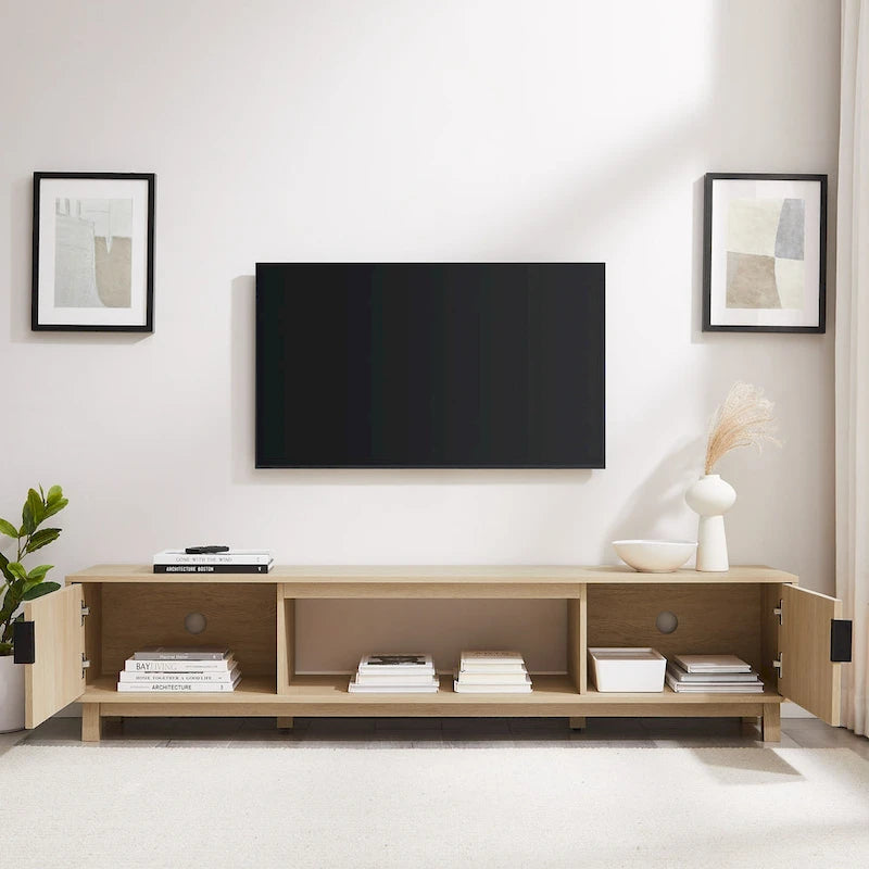 Meuble TV moderne Middlebrook Designs avec portes cannelées de 70 pouces