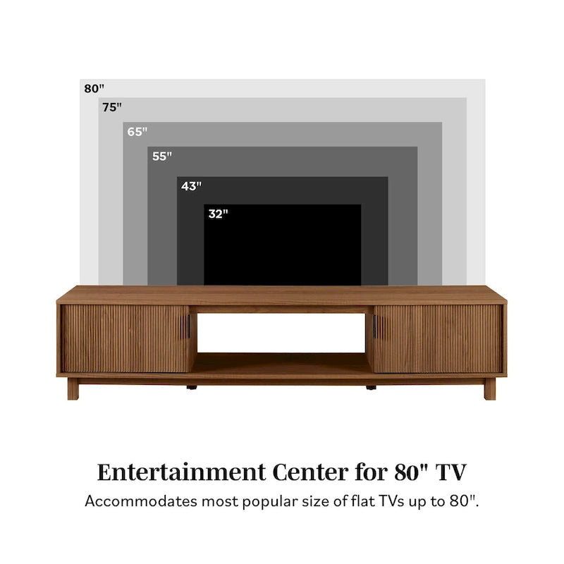 Meuble TV moderne Middlebrook Designs avec portes cannelées de 70 pouces