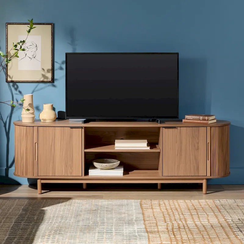 Meuble TV moderne Middlebrook Designs Reeded de 70 po avec rangement ouvert