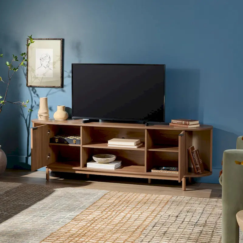 Meuble TV moderne Middlebrook Designs Reeded de 70 po avec rangement ouvert