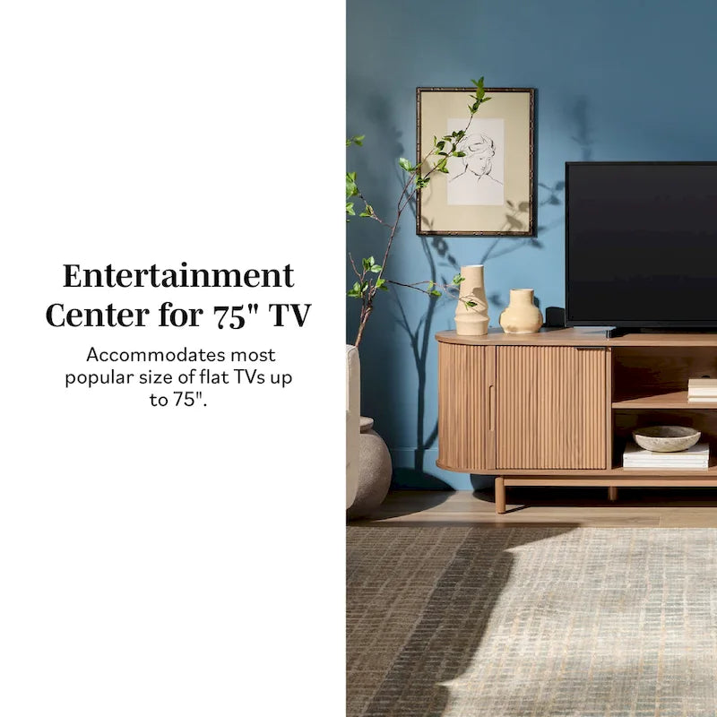 Meuble TV moderne Middlebrook Designs Reeded de 70 po avec rangement ouvert