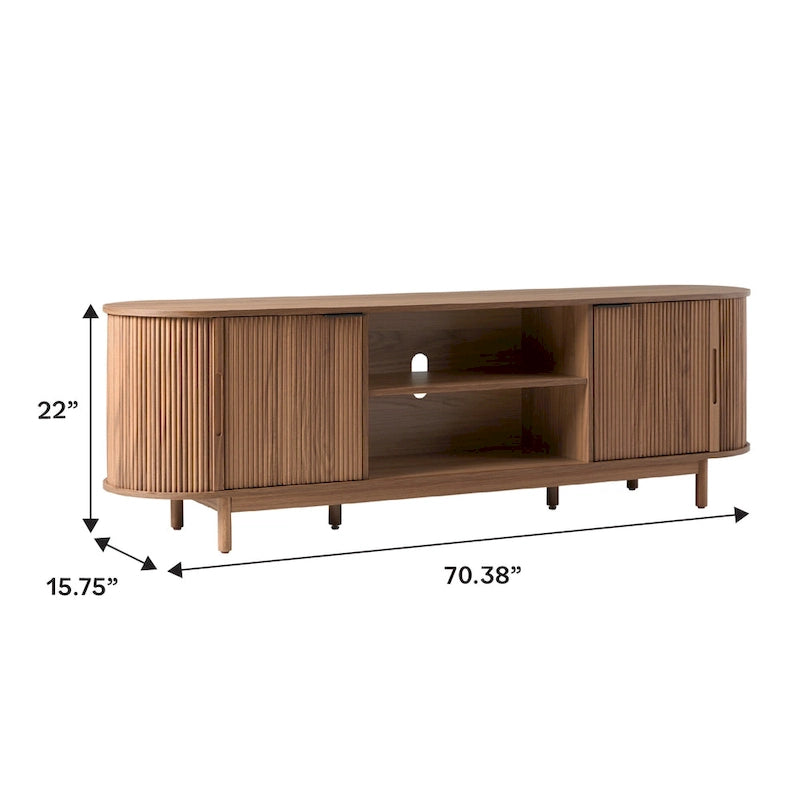 Meuble TV moderne Middlebrook Designs Reeded de 70 po avec rangement ouvert