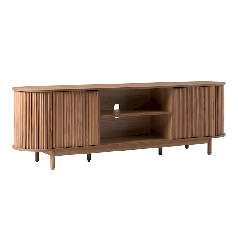Meuble TV moderne Middlebrook Designs Reeded de 70 po avec rangement ouvert