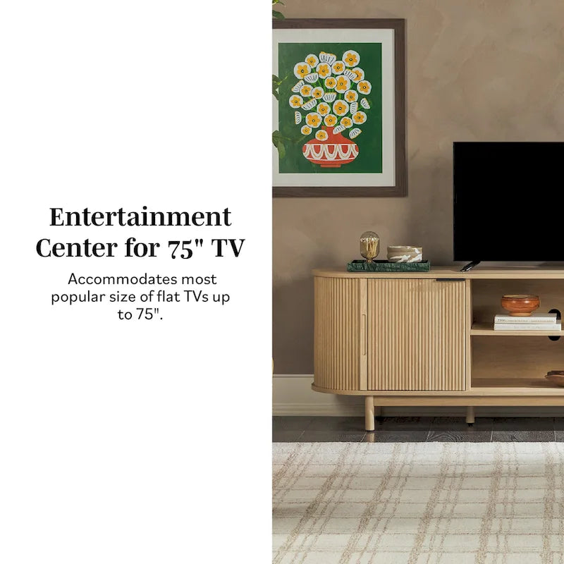 Meuble TV moderne Middlebrook Designs Reeded de 70 po avec rangement ouvert