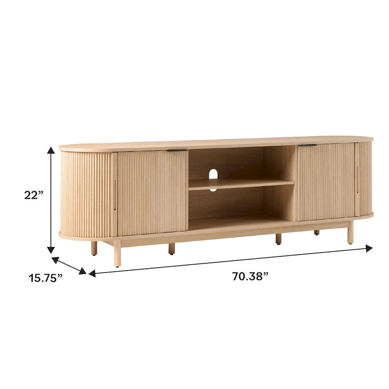 Meuble TV moderne Middlebrook Designs Reeded de 70 po avec rangement ouvert