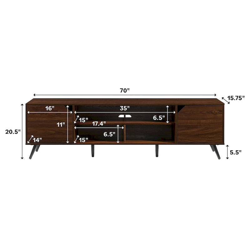 Meuble TV 70 pouces de style Mid-Century Modern Middlebrook Designs