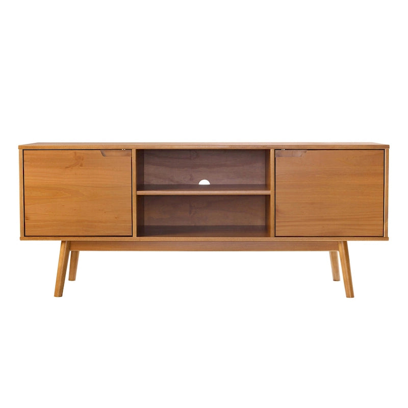 Meuble TV Middlebrook de 58 po en bois massif de style Mid-Century