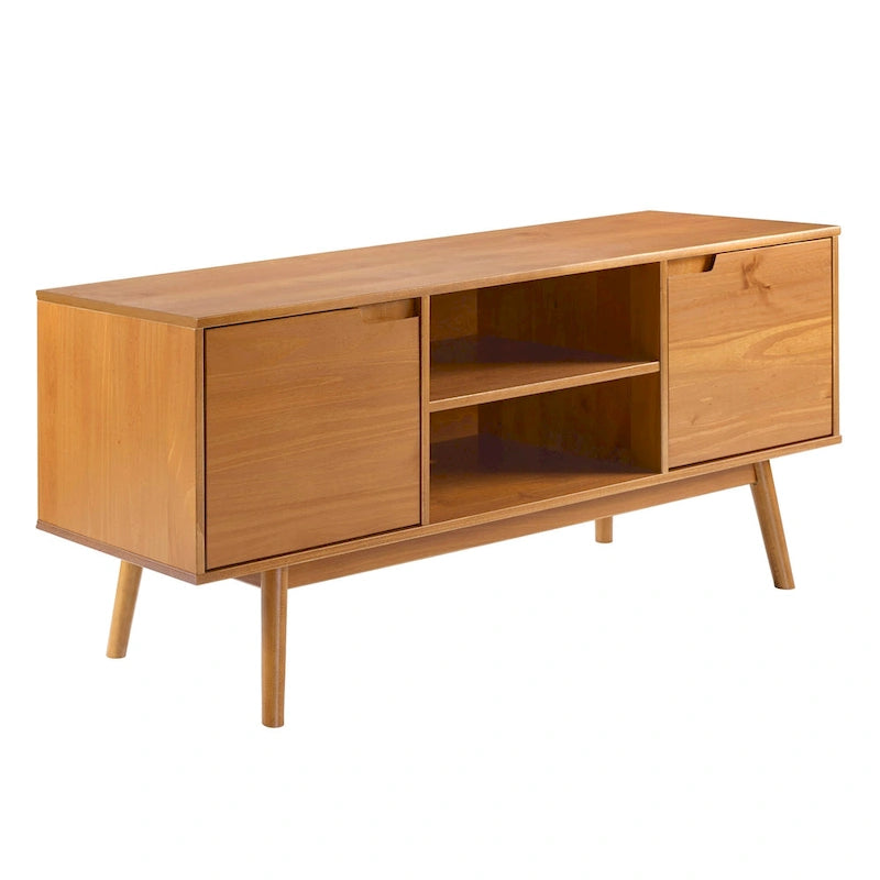Meuble TV Middlebrook de 58 po en bois massif de style Mid-Century