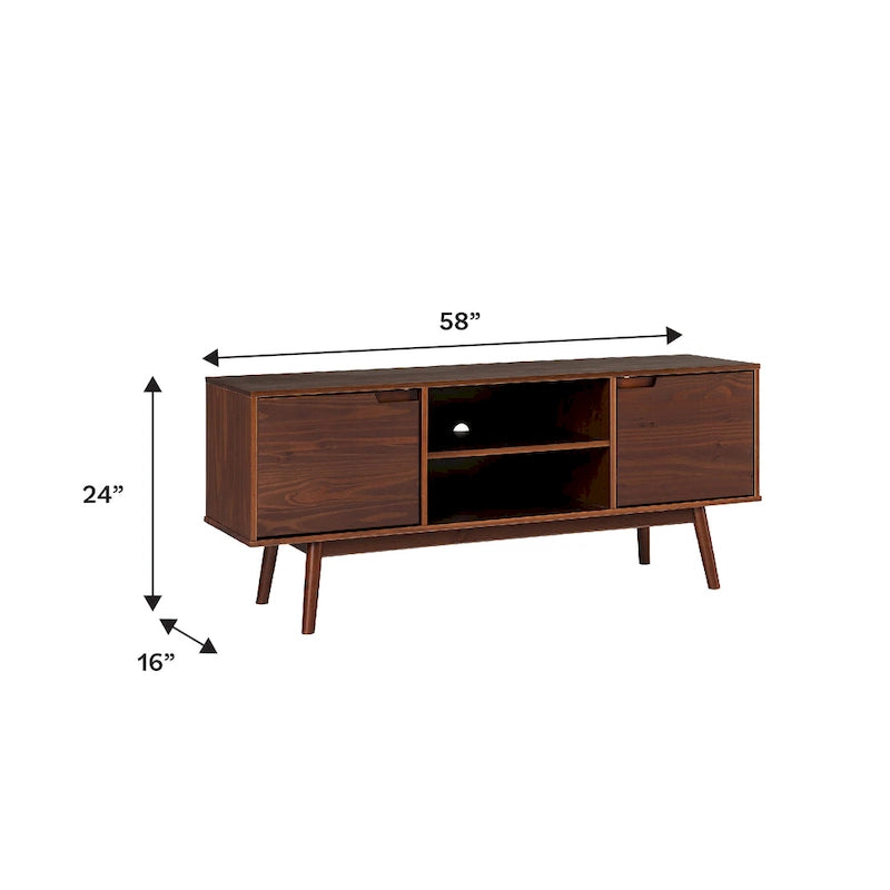 Meuble TV Middlebrook de 58 po en bois massif de style Mid-Century