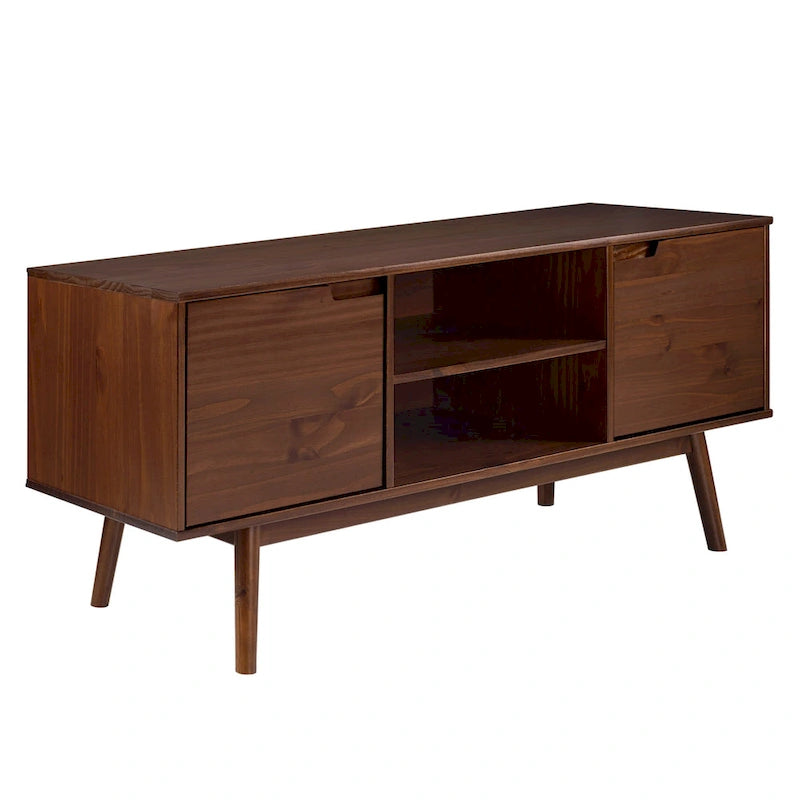 Meuble TV Middlebrook de 58 po en bois massif de style Mid-Century