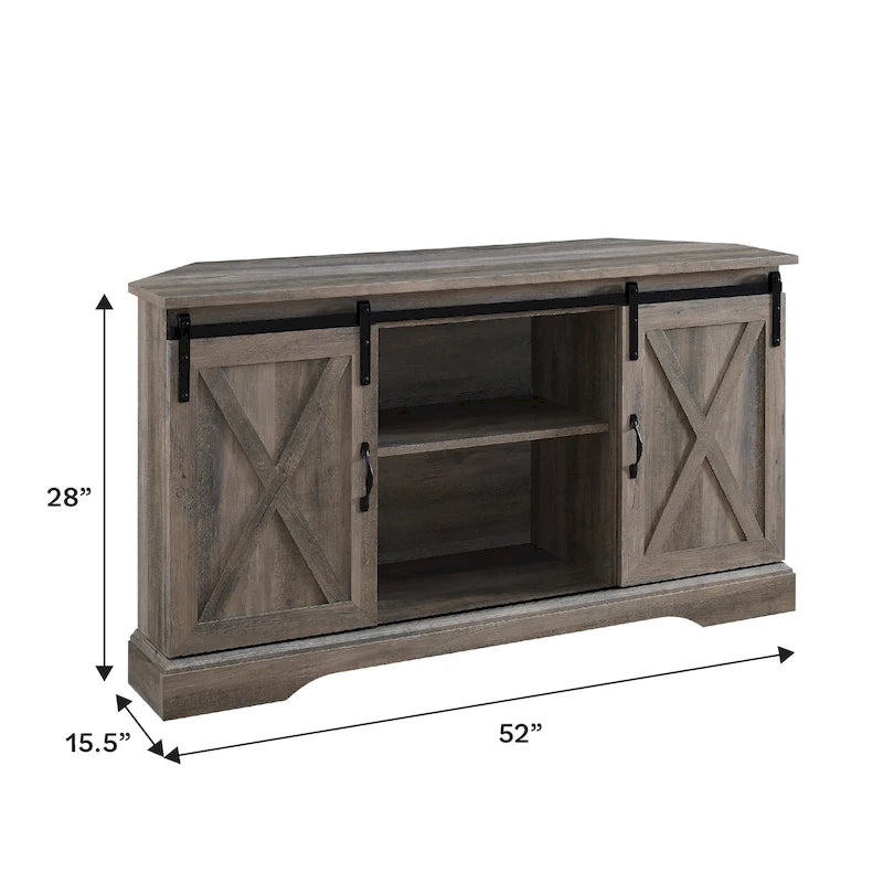 Meuble TV d'angle Middlebrook avec porte de grange coulissante de 52 pouces