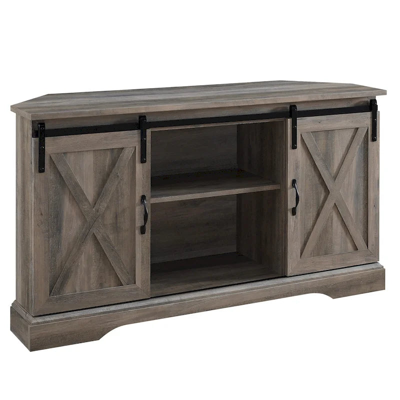 Meuble TV d'angle Middlebrook avec porte de grange coulissante de 52 pouces