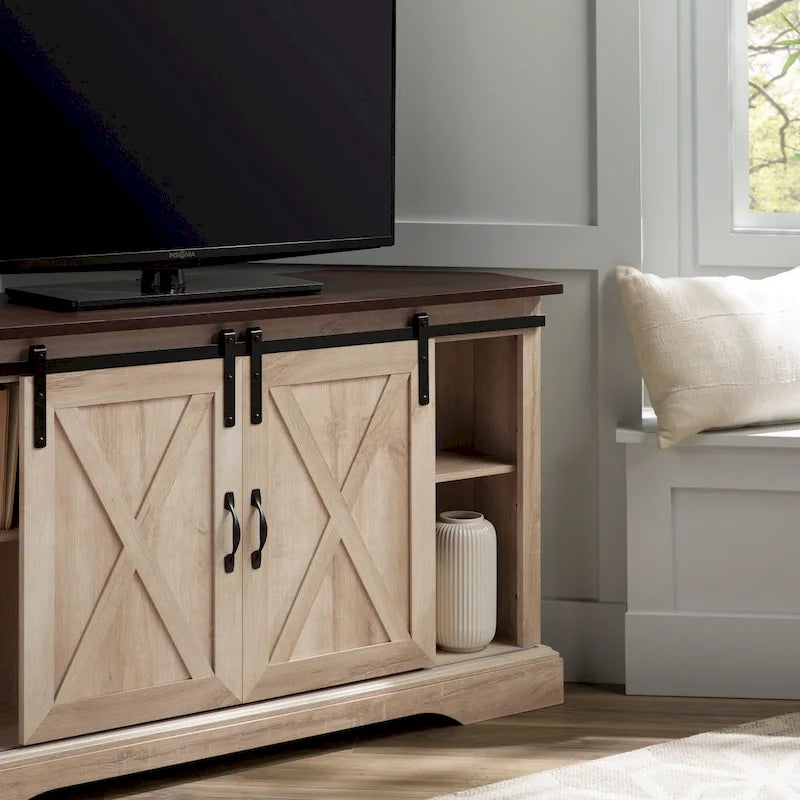 Meuble TV d'angle Middlebrook avec porte de grange coulissante de 52 pouces