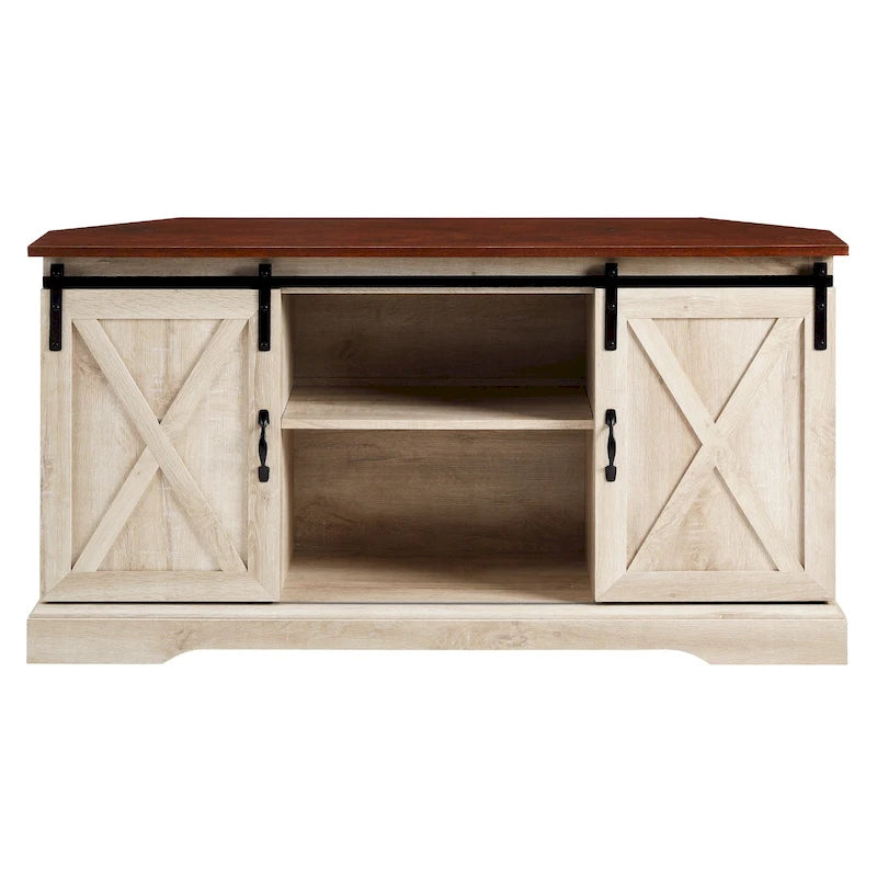Meuble TV d'angle Middlebrook avec porte de grange coulissante de 52 pouces