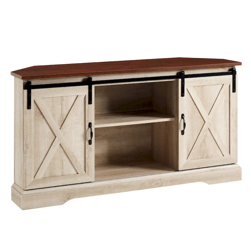Meuble TV d'angle Middlebrook avec porte de grange coulissante de 52 pouces