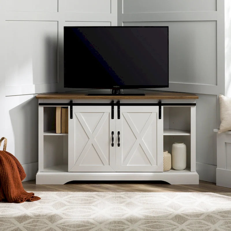 Meuble TV d'angle Middlebrook avec porte de grange coulissante de 52 pouces