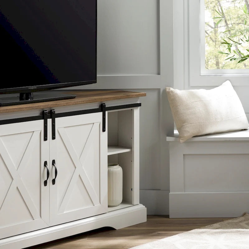 Meuble TV d'angle Middlebrook avec porte de grange coulissante de 52 pouces