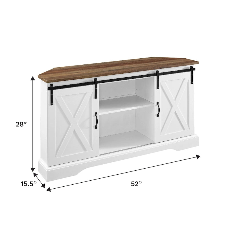 Meuble TV d'angle Middlebrook avec porte de grange coulissante de 52 pouces