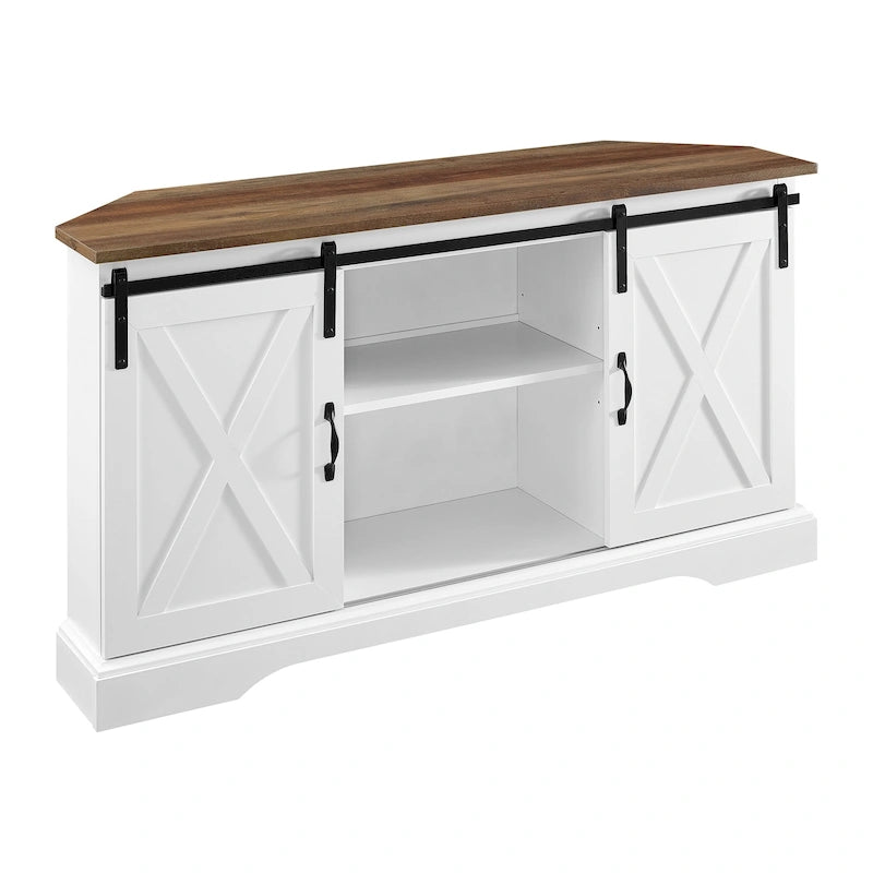 Meuble TV d'angle Middlebrook avec porte de grange coulissante de 52 pouces
