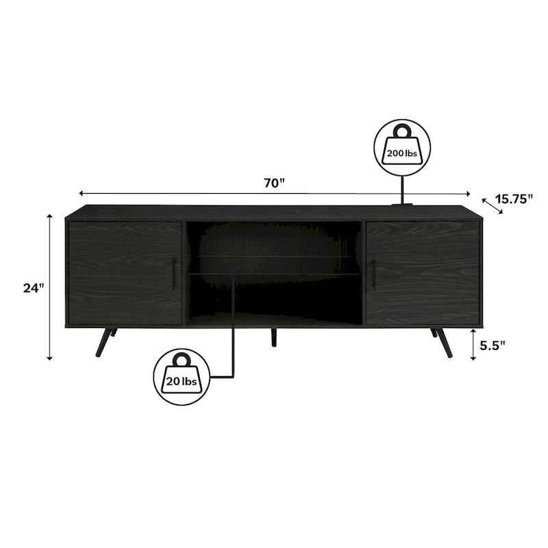 Meuble TV moderne Mid-Century de 70 pouces Middlebrook Designs