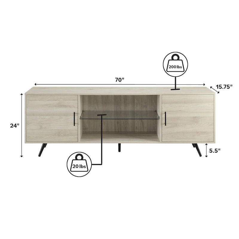 Meuble TV moderne Mid-Century de 70 pouces Middlebrook Designs