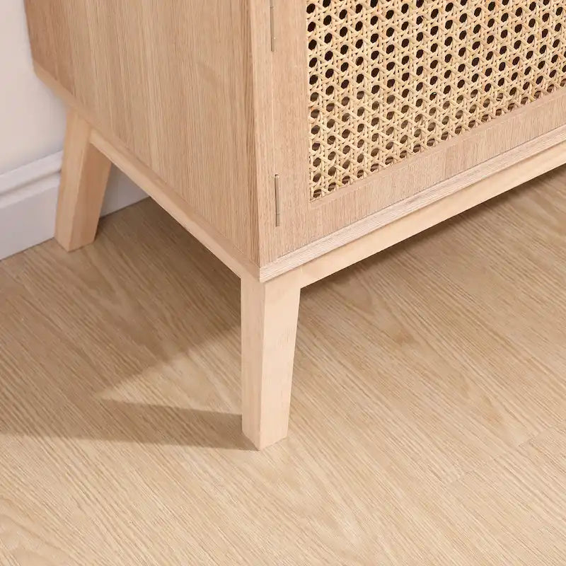 Meuble TV bohème pour téléviseur de 55 pouces, meuble de divertissement avec étagère réglable